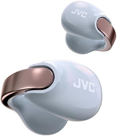 JVC Nearphones HA-NP1T cuffie wireless stile earcuff, archetto lucido, vestibilità confortevole, connessione multipoint, Bluetooth 5.3, 24 h batteria, Pearl Edition Eternal Blue