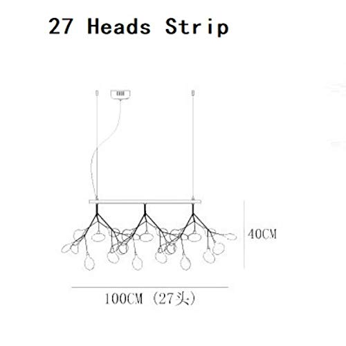 Preisvergleich Produktbild Nordic Niederlassung Firefly Kronleuchter postmoderne einfaches Esszimmer Lampe kreative Persönlichkeit speichert modernen Salon Glanz, 27heads Streifen, transparentes Glas, schwarzen Körper, warmes W