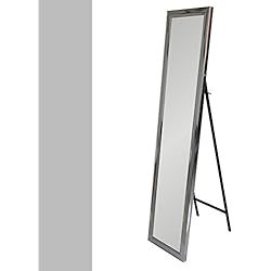 Espejo de pie plateado de plástico moderno para dormitorio de 37 x 157 cm Arabia - Lola Home