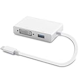 USB C ad Adattatore Multiport, ARKTEK Tipo C a VGA + DVI + HDMI + USB 3.0 Adattatore 4 in 1 (argento)