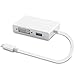 Produktbild USB C zu HDMI DVI VGA 4-in-1 Adapter. ARKTEK Typ C (Stecker). Multi Video Konverter mit USB 3.0 (Steckdose), unterstützt 2K 1080P für Apple MacBook Series Chromebook Pixel und viel mehr (Aluminium, Silber)