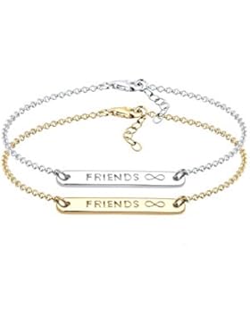 Elli Damen Gliederarmband Freundschaftsarmbänder 925 Sterling Silber Vergoldet 17 cm
