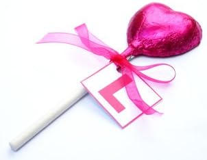 10 Belgian Choc Hen Party Heart Lollipops Wrapped in Pink Foil