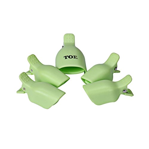 JACKY 5Pcs Toenail Soak Off Clip Caps Nail Art Tips Clamp Remover (Green)