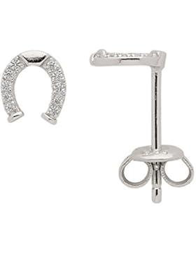 Hufeisen Ohrstecker mit Zirkonia aus 925 Sterling Silber