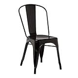 SKLUM Chaise LIX Noir Salle à Manger Cuisine Style Industriel Finition Gloss