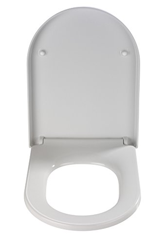 Wenko 18396100 Premium WC-Sitz Palma – Absenkautomatik, rostfreie Fix-Clip Hygiene Edelstahlbefestigung, antibakteriell, Duroplast, weiß - 2