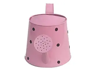 Royal Baskets Dotted 2.5 liters Metal Polka planters Round Watering Can - Rust Free Home Decor Gifting, Garden, Gardening, Tools ( Pack of 1 ) (Pink)