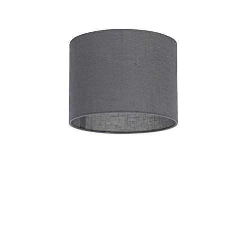 QAZQA Modern Polyester Lampenschirm 20/20/15 Zylinder dunkle-grau , Rund gerade Schirm Pendelleuchte, Schirm Stehleuchte,