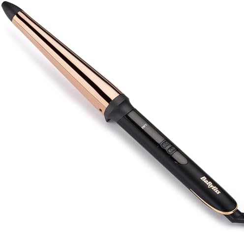 BaByliss C458E Titanium Brilliance Ferro Arricciacapelli conico in titanio, 32-19mm, tecnologia di riscaldamento Advanced Ceramics, 6 temperature fino a 210°C, punta termo-isolante