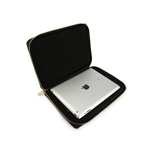 A.P. Donovan – Leder Notebooktasche für verschiedene Modelle – Schutz vor Stößen und Kratzern – Sleeve, Case, Mappe, Hülle mit Reißverschluß – Schwarz, 305,7mm x 220,6mm x 6,9mm + IPAD PRO 12.9″ - 2
