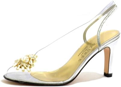 Women's and Ladies AZUREE Cannes Nino Sandals decorated with swarovski elements in Gold and Silver H 6 (4 UK, Silver)