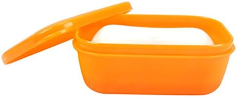 LTCT Rectangle Soap Box Orange Color Soap DishesPortable Soap Case Travel With Lid Draining (Rectangle-Orange)