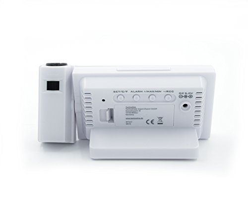 Technoline WT 537 Projektionswecker WT537 Funkwecker mit Projektion, sowie Temperatur – und Luftfeuchteanzeige, weiß, 16.5 x 5.6 x 7.5 cm - 6