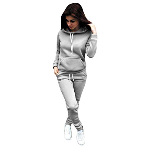 Dooxii Femmes Automne Hiver Manches Longues Capuche Sweatshirts Jogging Pantalons 2 Pièce Ensemble Survêtement