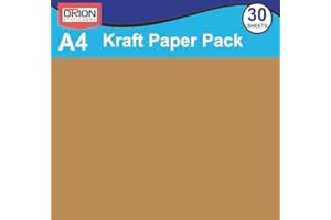 Orion Stationery A4 Brown Kraft Paper Card, Kraft Cardstock for Crafts, Folders, Invitations, Menus, DIY Cards, 8.5 x 14 inches (30 Sheets)