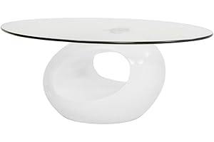 Cribel Modello Erma Tavolino con Piano in Vetro temperato, vetroresina, Bianco, Laccato