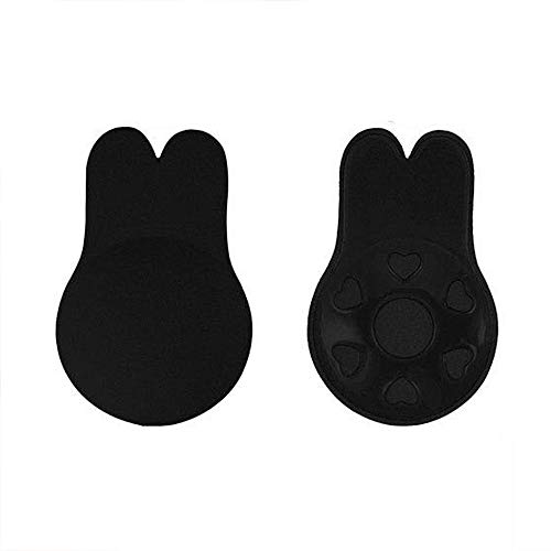 Viccess Sujetador Adhesivo Silicona Sujetador Invisible Push up Sujetador Coneja para Mujer Sostén Cómodo Reutilizable (S(Cup A/B), Negro)