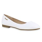  Klassische Damen Strass Ballerinas Elegante Slipper Übergrößen Metallic Glitzer Flats Schuhe 134612 Weiss Gold 38 Flandell