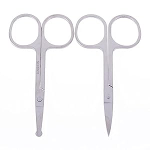 Welecom 2PCS, Nose Hair Scissors Beard Eyebrow Trimmer Scissors Stainless Steel Set - Image 4