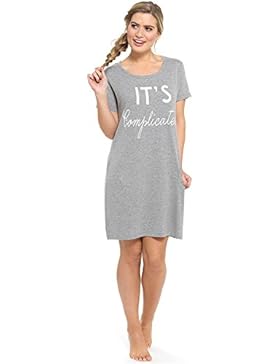 Damen Baumwoll Kurzarm Slogan Nightie