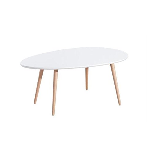 spécifications STONE Table basse ovale scandinave blanc laqué - L 98 x l 61 cm