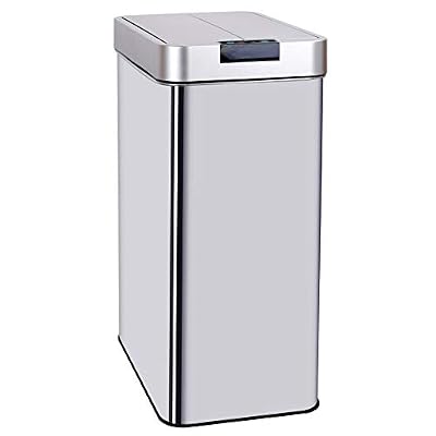 KITCHEN MOVE Poubelle de cuisine automatique 60L SILVERLAKE en acier Inox avec cerclage Ouverture papillon grande capacité