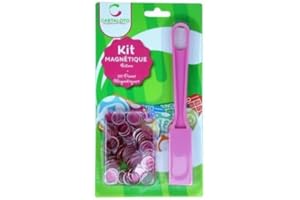 CAVERNEDESJOUETS Baton magnetique ramasse jetons + 100 pions Loto aimante - Couleur Rose - Accessoires Joueurs - Set Jeu Bingo, quine et Carte