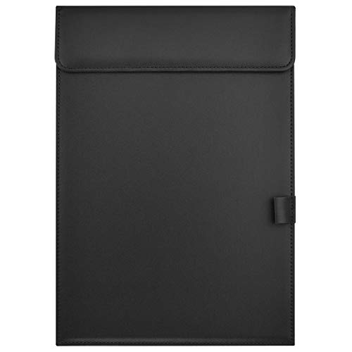 Preisvergleich Produktbild Zubita Klemmbrett A4, Schreibplatte Clipboard Leder Klemmbrettmappe PU Schreibmappe Klemmbretter mappe Ordner (Schwarz)