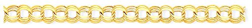 ICE CARATS 14k Yellow Gold Lite 8mm Triple Link Charm Bracelet 7.25 Inch Fine Jewelry Gift Set For Women Heart