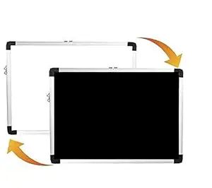 DEVEW Non-Magnetic Hanging Whiteboard and Blackboard Double Sided Board, Chalkboard for Kids, Lightweight Aluminium Frame, 1.5x2 Feet (Pack of 1)