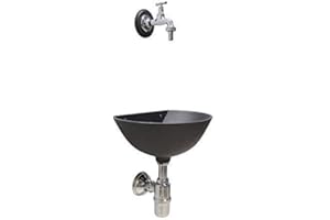 FONDERIA BONGIOVANNI | Fontanella da giardino esterno | Lavandino da Esterno | Modello 600 195C | con Rubinetto in Ottone Cromato | e Sifone di Scarico | per Casa Giardino| Fontana a muro da esterno