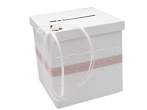 Briefbox Kartenbox Vintage Rosa Spitze Hochzeit Geldgeschenk Weiß