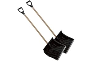 SRM - DESIGN 2X Schneeschaufel Schneeschieber Eckig Holzstiel Schwarz 45cm x35cm Kante Aluprofil