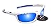 Produktbild RayZor Professional leichte UV400 White Sports Wrap Golf Sonnenbrille, mit einem belüfteten blau Iridium verspiegelt Blendfreie Objektiv