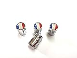 4x Auto Ventilkappe cap Ventilkappen Chrom Fahnen Logo France Flagge Frankreich F Logo Ventil cap für alle KFZ PKW LKW Modelle 4er Set