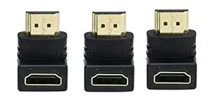 FEDUS Gold Plated HDMI Male to Female Converter Connector Adapter 90 Degree L Shape for HDTV, Plasma TV, LED, LCD Etc  Black 3 Pack