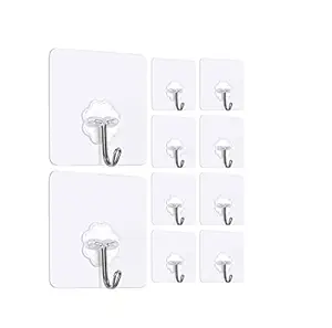 NIVERA No Drilling Steel Strong Adhesive Wall Hooks for Hanging, Kitchen, Bathroom, Decoration, Utility Hooks for Hanging Photo Frame, Utesils & Clothes - 10 pcs