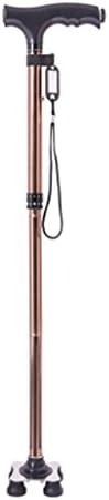 TTEL Old man crutches non-slip folding aluminum alloy four feet old man retractable cane with light walker , A