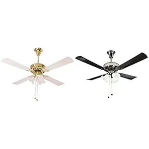 Crompton Uranus 48-inch Ceiling Fan with Decorative Lights (Ivory, Black)