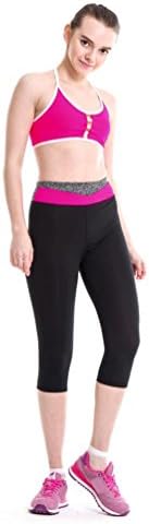 Villasa High Waist Women Yoga Fitness Pants Stirrup Leggings Stretch Cropped Leggings Pant For Active Gym Workout Tights (Hot Pink, M)