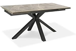 Sololed Tavolo Allungabile da 160cm a 240cm Moderno da Sala Da Pranzo con Due Allunghe Top in Ceramica su Vetro Temperato e Gambe in Metallo (Marmo Antracite)