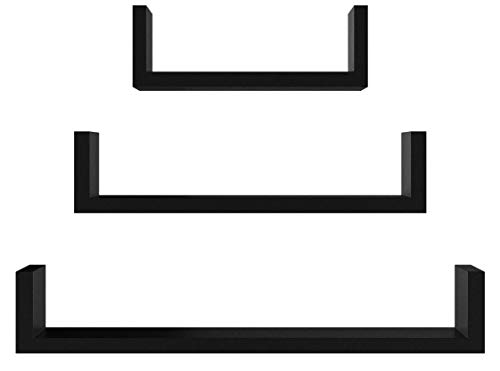 SONGMICS Etagères murales Lot de 3 pour CD et Livres Epaisseur de 1,8 cm Charge maximale:15 kg Noir LWS66B