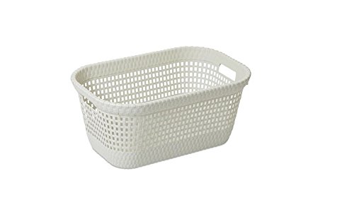 DEA HOME Z438M008 Cesta Portapanni Rattan, 45 L, 60x40x26, Bianco