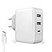 Produktbild Joylora 3 Ports 41W USB C Ladegerät mit 2M Type C Kabel, 30 W USB C Port kompatibel mit MacBook Air 2018, iPad Pro 2018 11” /12.9”, iPhone XS/XS Max/XR und 2 USB A Ports für andere Geräts, Weiß