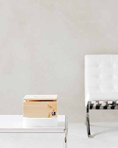 ZirbenLüfter CUBE mini pure, natürlicher Luftbefeuchter / Luftreiniger aus Zirbe / Zirbenholz. – Räume bis 15 m2. (Abdeckung Holz – Zirbe mit Blume des Lebens) - 4