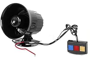 QiKun-Home Pratico Moto Sirena di Allarme per Auto 3 Toni clacson Altoparlante Auto Allarme Polizia Vigili del Fuoco Ambulanza 3 Suono clacson Nero