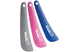 Express Orthopaedic® - Anatomically shaped short shoehorns ideal for adult & kid's footwear (Multicoloured: x1 Grey, x1 Pink, x1 Navy) PACK OF 3