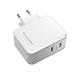 RAVPower 2-Port USB Ladegerät 24W 4,8A dual Port Reise Adapter Ladeadapter Ladestecker Netzteil mit iSmart Technologie für iPhone iPad Tablet Samsung Galaxy, HTC, Sony, LG, Nexus,Motorola und usw., weiss