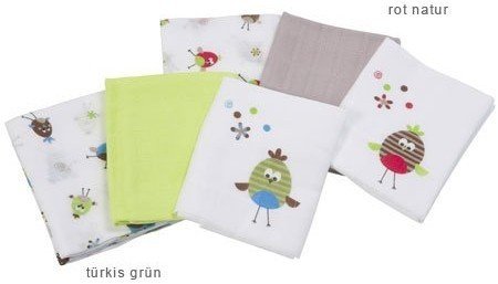 Preisvergleich Produktbild Odenwälder 10037-1960 Mullwindeln 3er Pack Piepmatz türkis